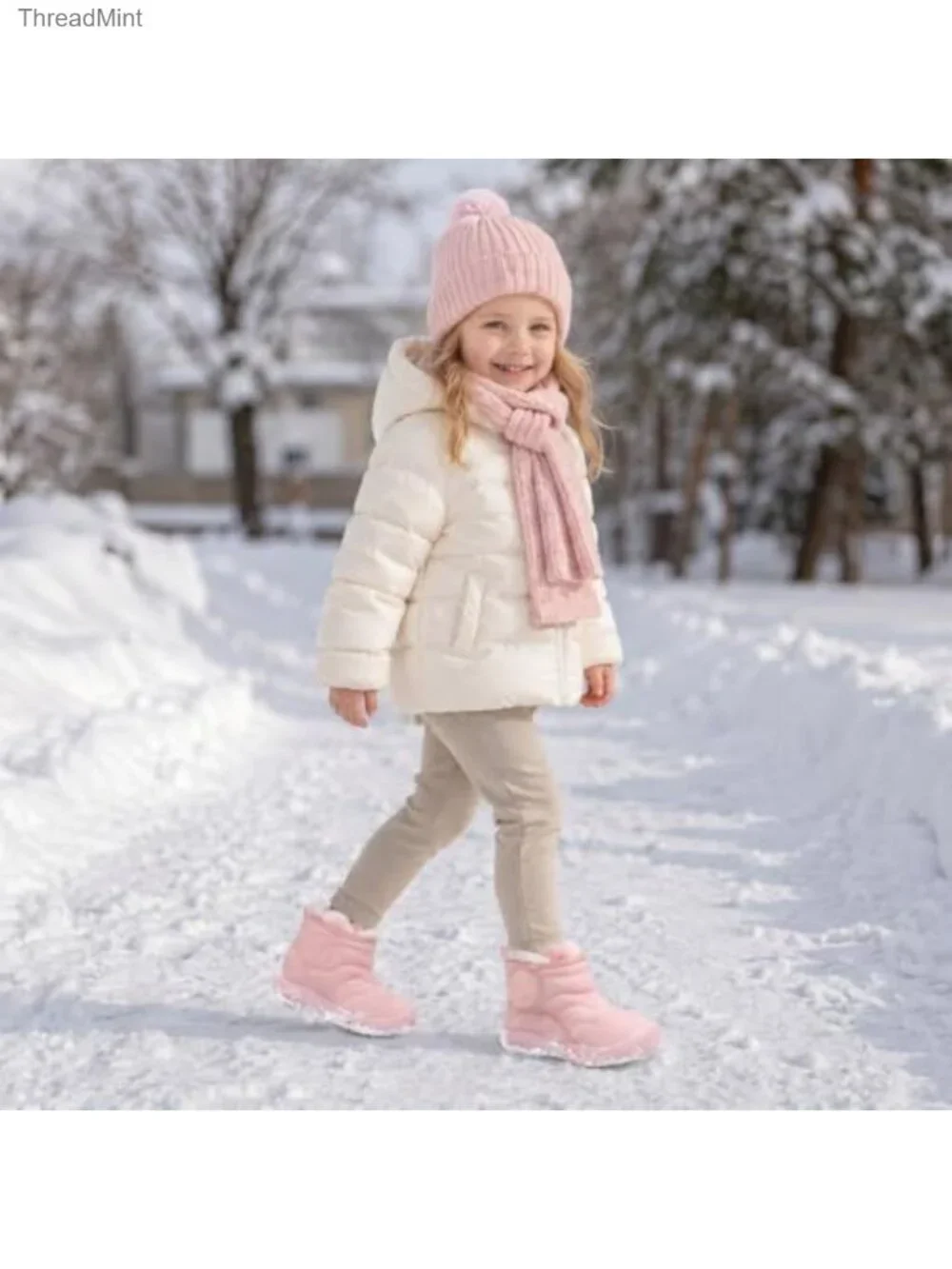 Kids Winter Boots Anti-Slip EVA Sole Faux Fur Lining Unisex Toddler